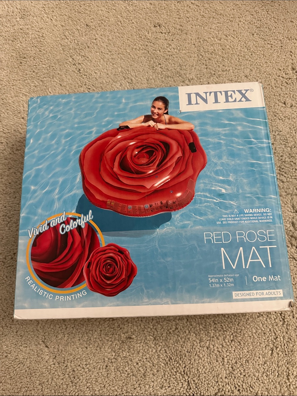 Intex Red Rose Pool Mat - Inflatable Floral Float
